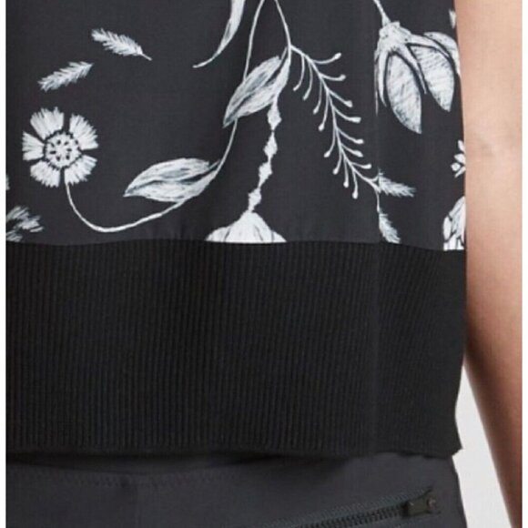 Althleta Sz S Black Floral Print Ribbed Shell Zephyr Tank Top Black UPF 50+ - Picture 4 of 10